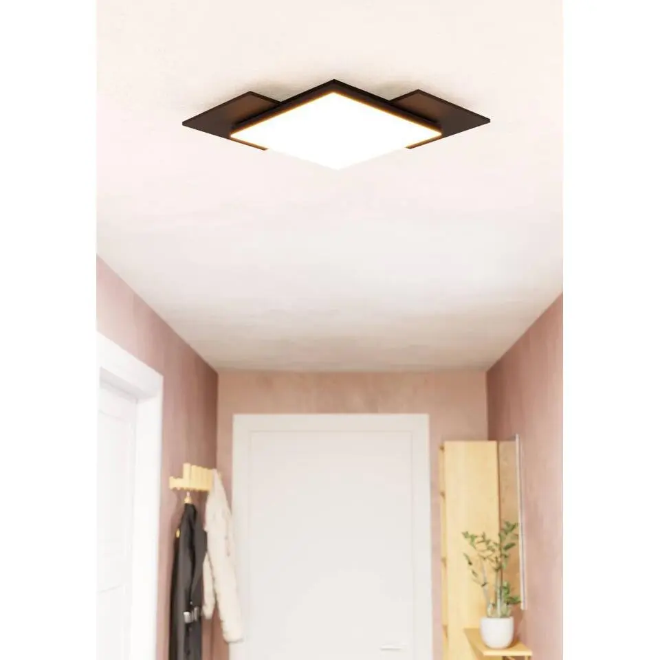 EGLO Tamuria Plafonnière - LED - Ø 28.5 cm - Zwart/Bruin