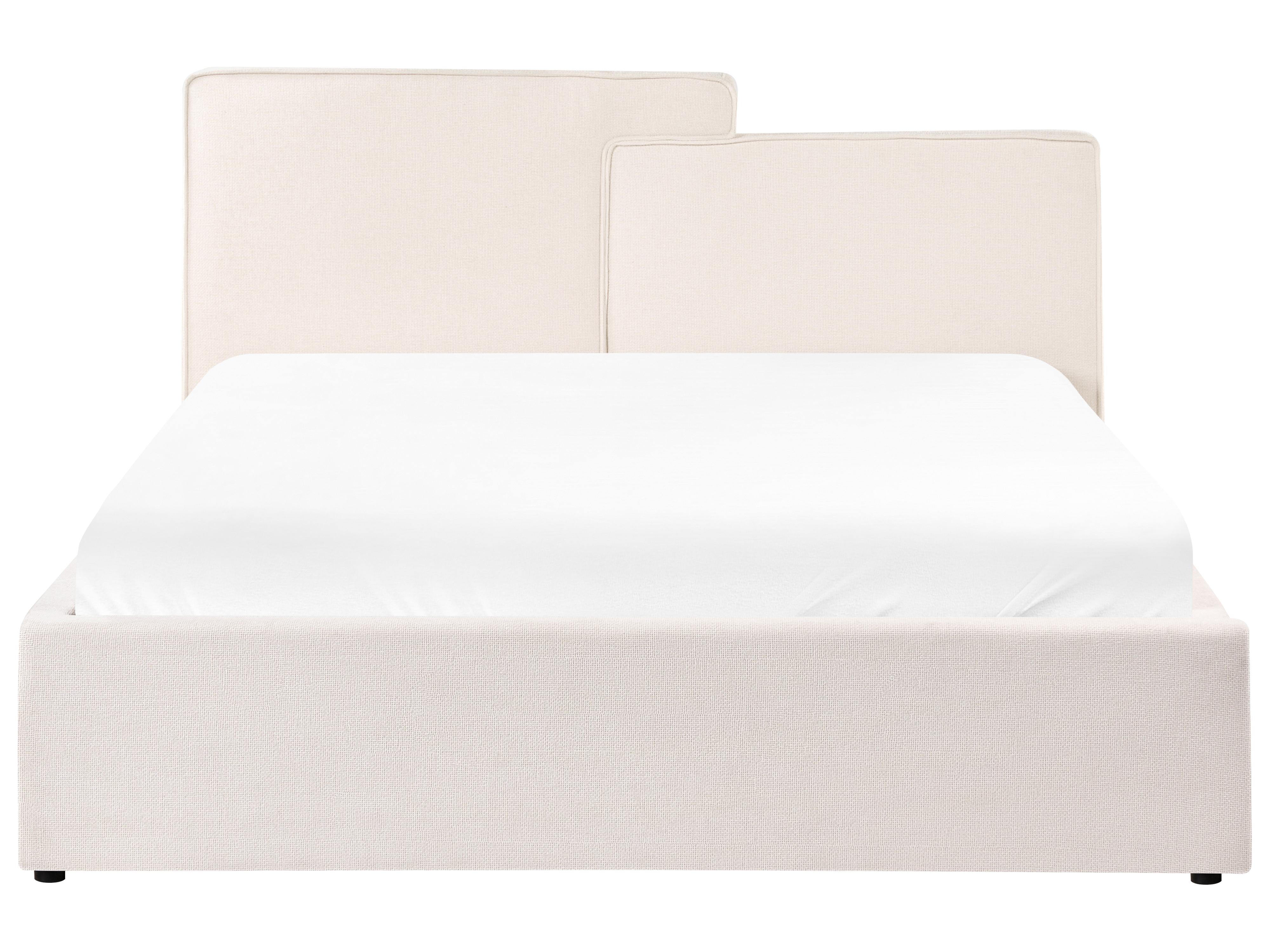 Bed met opbergruimte Stof LAGARDE 160 x 200 cm Gebroken wit