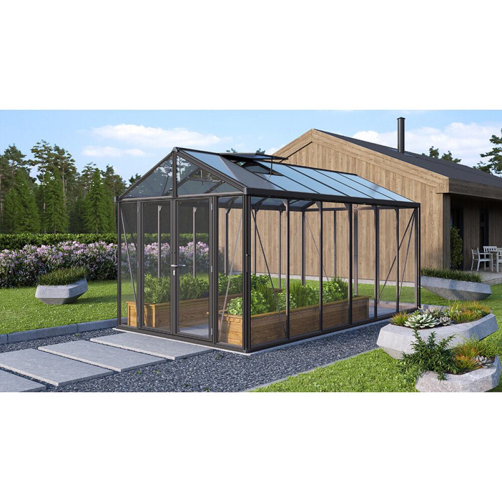 DRIVHUS VITAVIA POSEIDON 11900 HERDET GLASS POLYTAK SVART