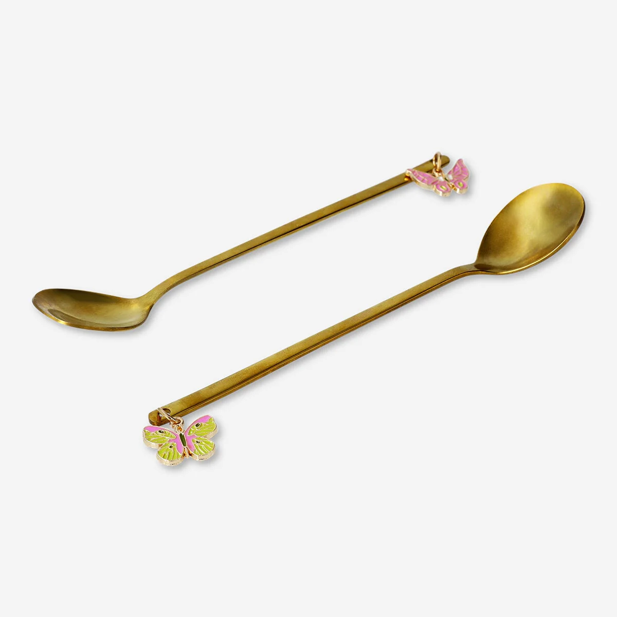 Guld dessertskeer med sommerfugle - 2 stk