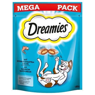 Dreamies MEGA PACK Katzensnack mit Lachs 180g