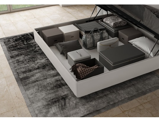 ITYHOME - Lit coffre azelia 180x200 similicuir blanc