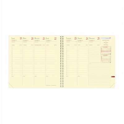 Agenda à spirale Soho Executif Prestige - 1 semaine sur 2 pages - 16 x 16 cm - rouge - Quo Vadis