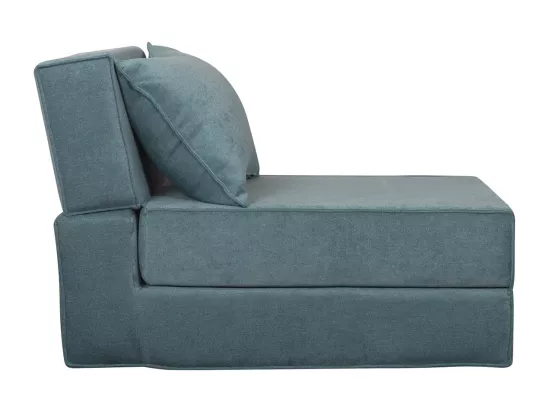 Chauffeuse 1 place convertible en tissu effet velours bleu VICTOR