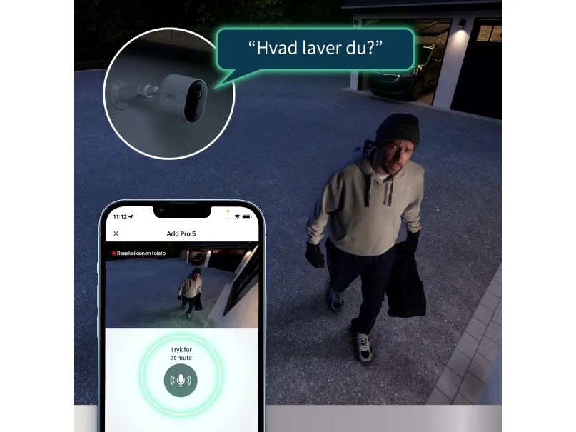 Arlo Pro 5 - Netværksovervågningskamera - udendørs - vejrbestandig - farve (Dag/nat) - 2688 x 1520 - audio - trådløs - WiFi (pakke med 2)