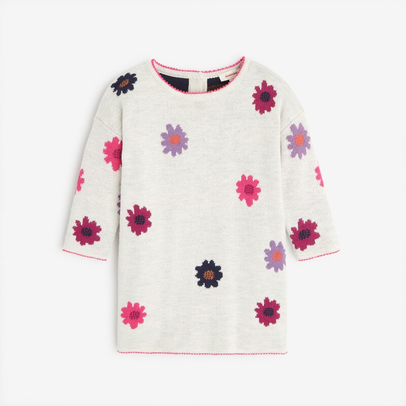 Robe grisee à fleurs pour bébé fille en tricot Catimini Gris ou noir