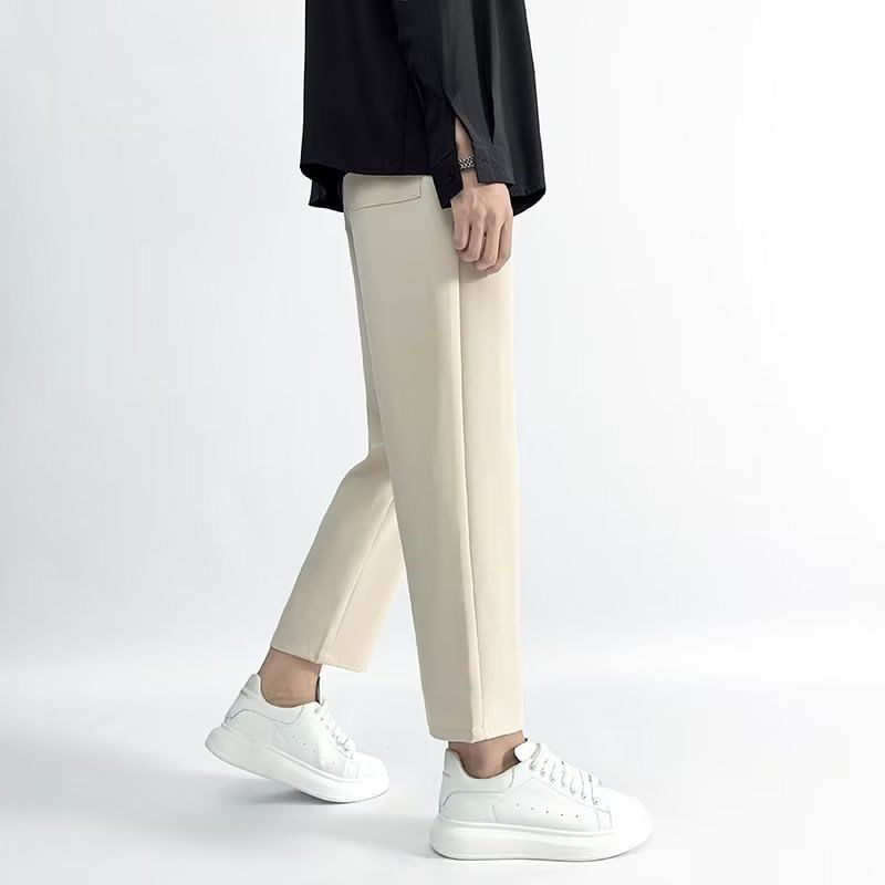 Craltuxe - Mid Rise Plain Crop Straight Leg Broek