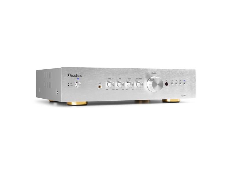 Audizio Stereo-Verstärker AD200A Silber Vielseitiger 2-Kanal-Verstärker mit grosser Funktionalität