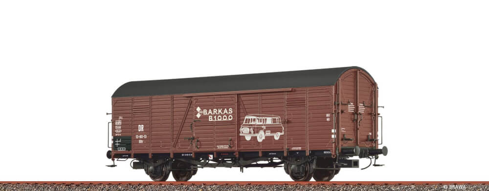 BRAWA - H0 Gedeckter Güterwagen Glr 23 DR, Epoche III, Barkas