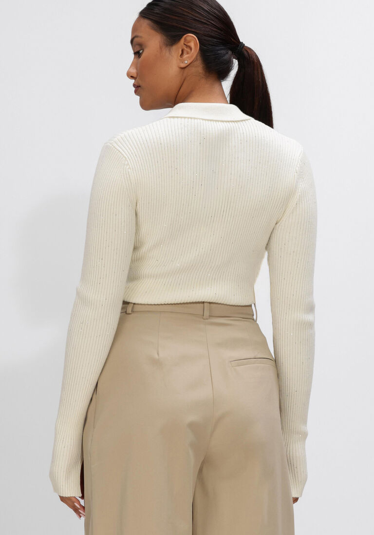 creme ganni polo fine sequin polo