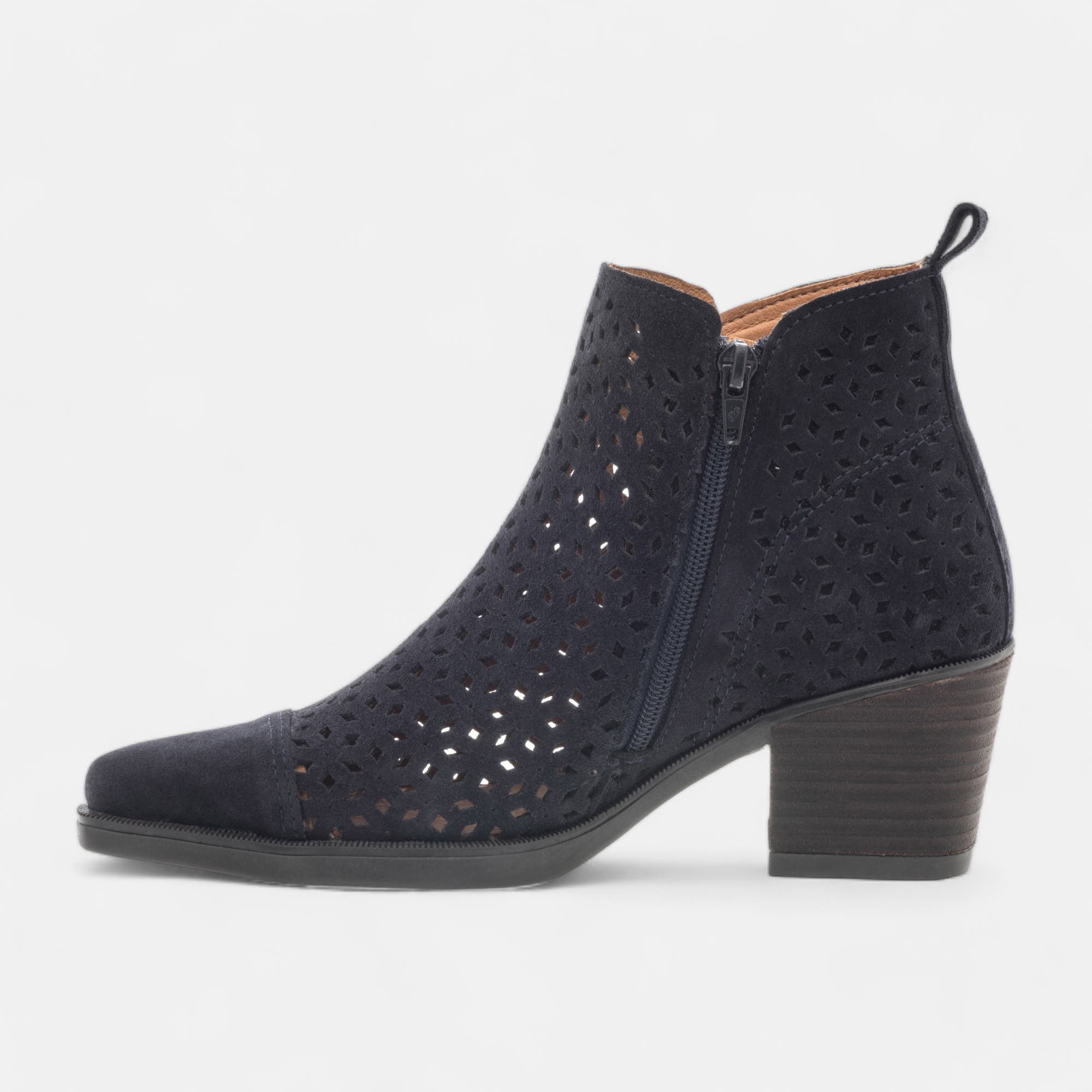 Bottines à talon Femme en cuir bleu marine