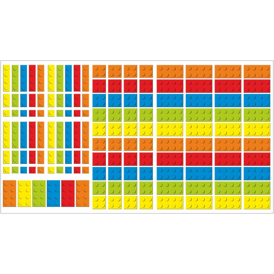 Nikima Wandtattoo 130 Lego-Steine Bricks Bausteine - 146 Stück* Möbelaufkleber bunt