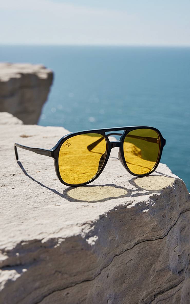 Rouge Bordeaux Lunettes De Soleil Aviateur Rondes Jeepers Peepers À Verres Jaunes