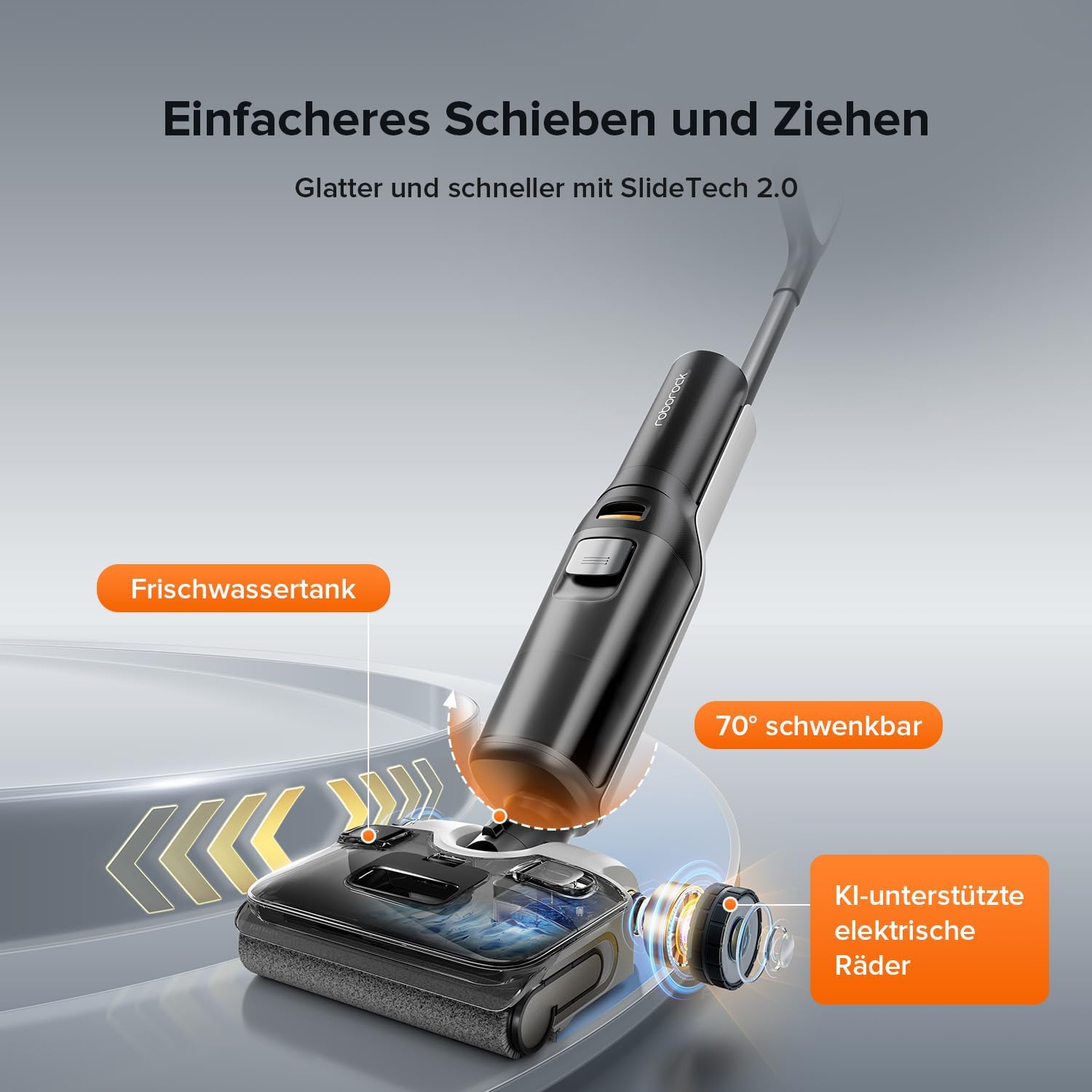 roborock F25 ALT(ACE LITE) Nass Trockensauger, 180° Lie Flat Saugwischer mit 20.000 Pa, Nass Staubsauger mit KI-unterstützten Rädern, 90°C Heißluft-Schnelltrocknen & Hochtemperatur-Selbstreinigung
