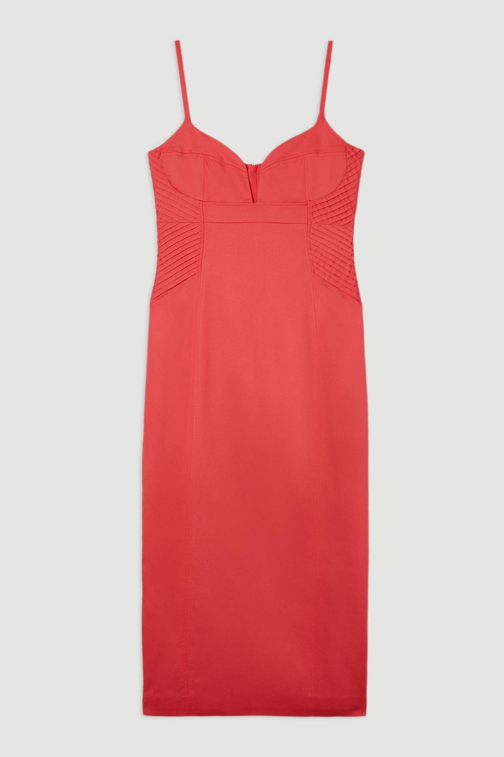 KarenMillen Robe midi crayon sur-mesure en lin premium aux détails pintuck