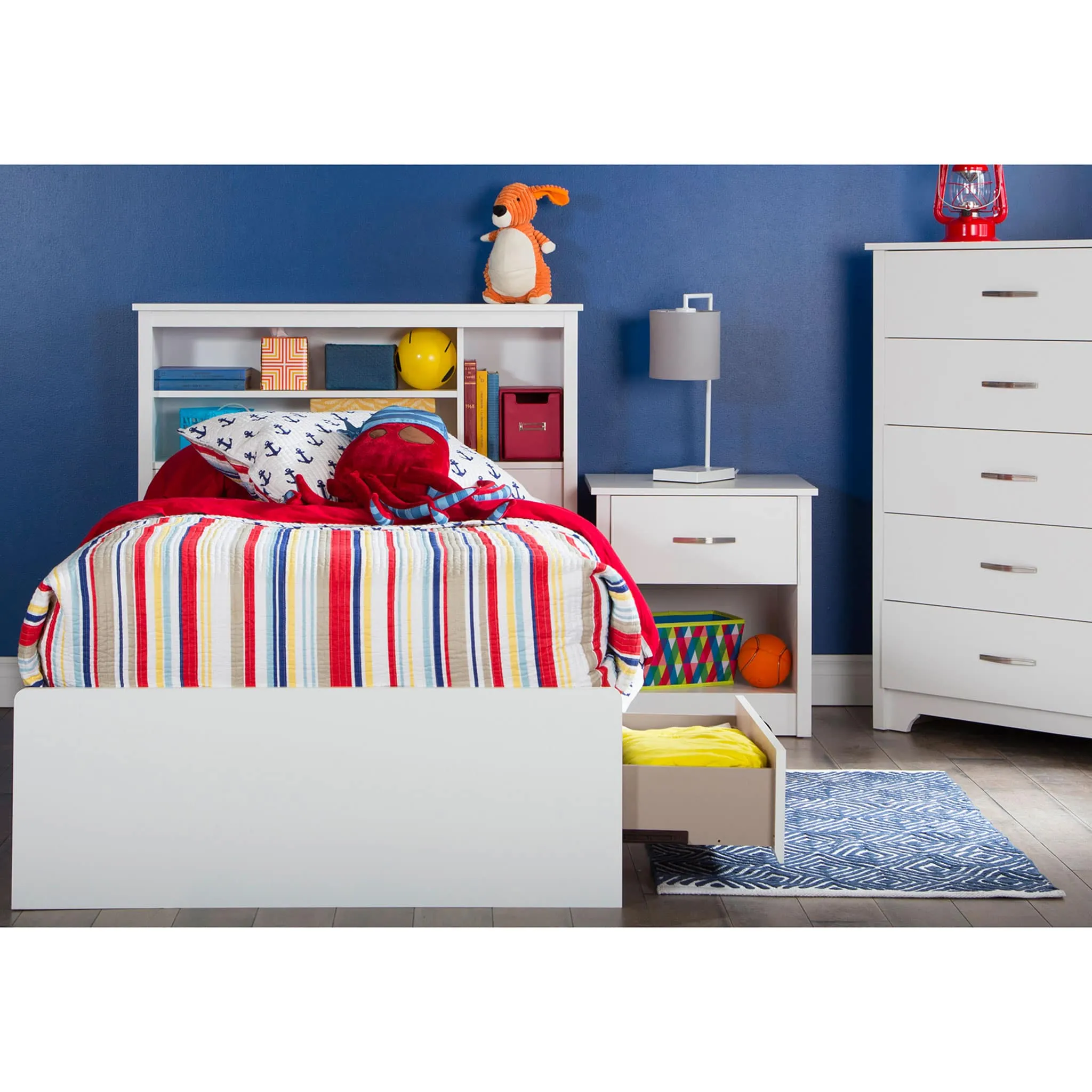 South Shore Lit Simple Matelot 3 Tiroirs - Fusion Blanc solide