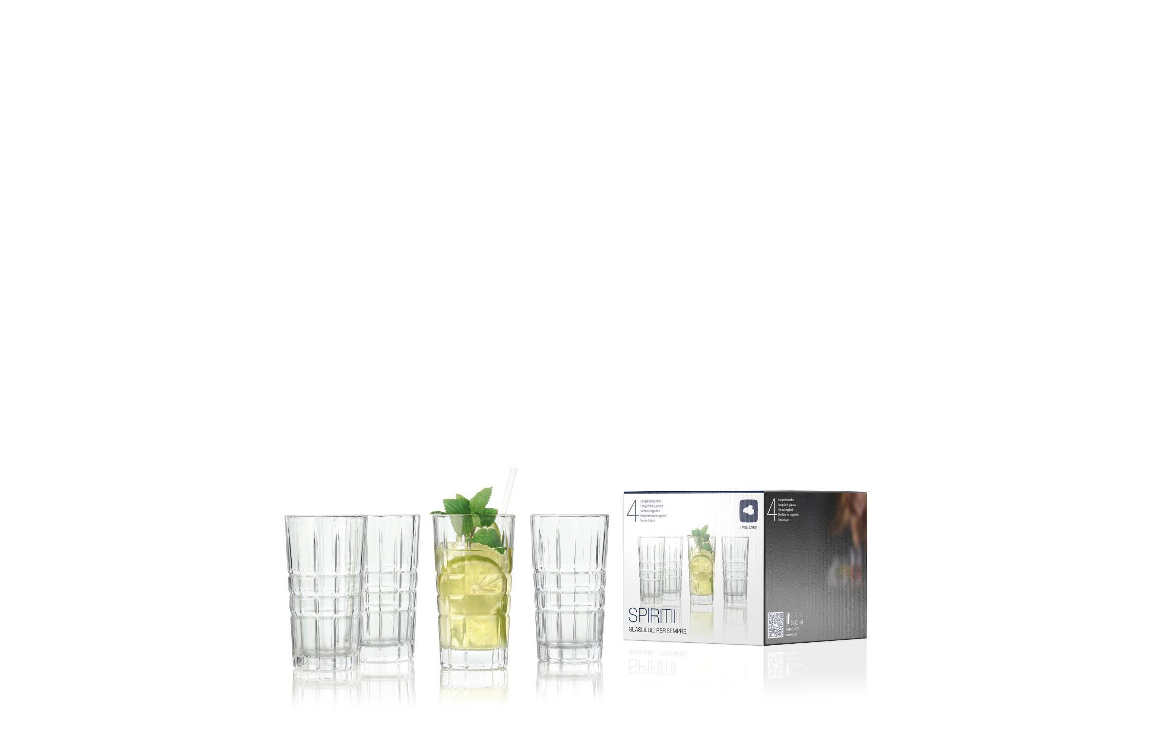 Longdrinkglas Spiritii 260 ml, 4 Stück, TransparentKlassischer Kelch im Facettenstil