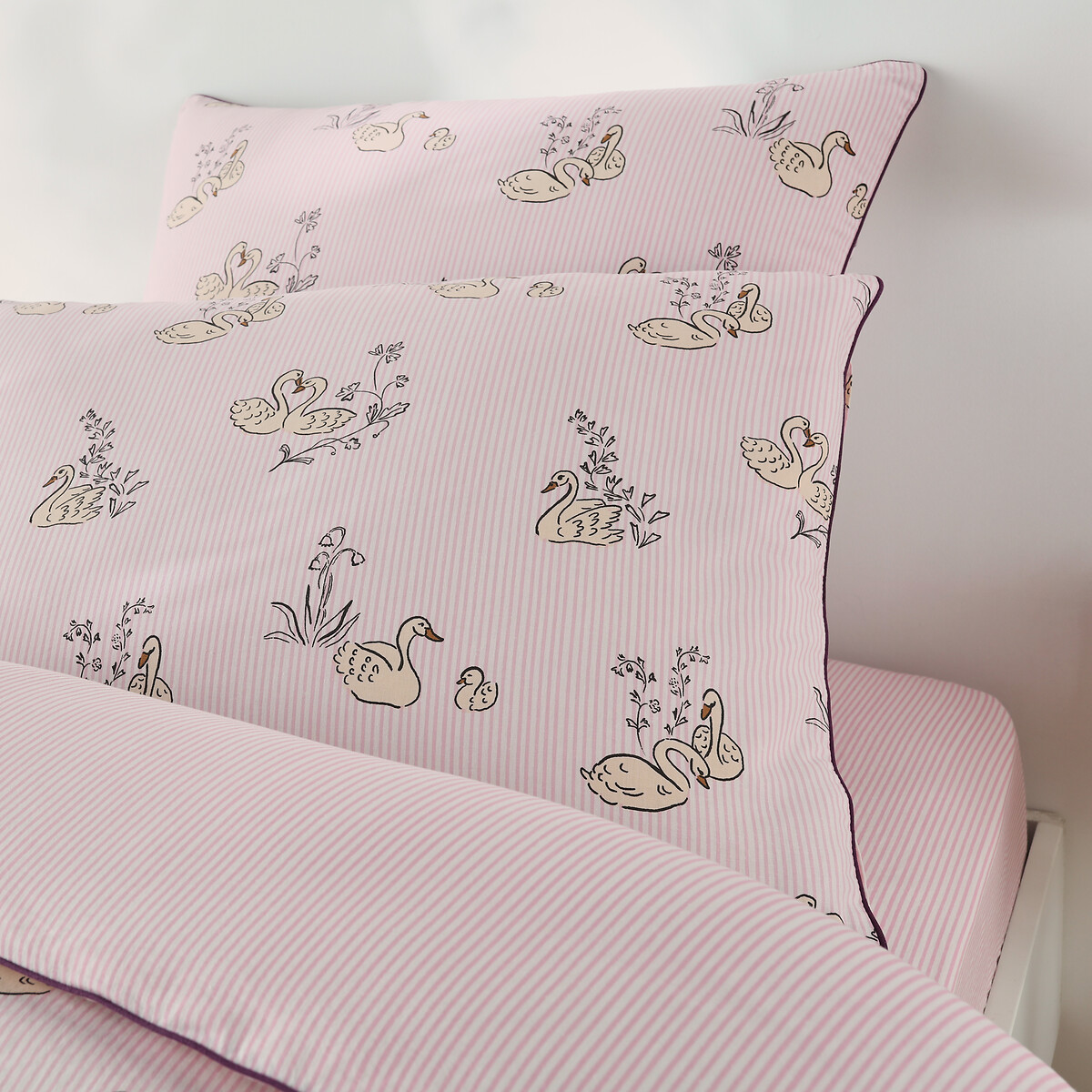 LA REDOUTE INTERIEURS<br>Fronha infantil 50% algodão reciclado, Swan