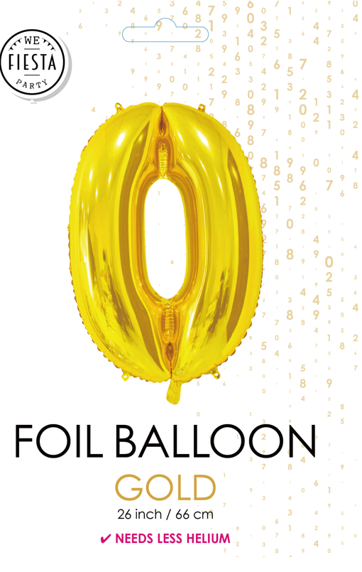 Folieballon Cijfer 0 Goud 66cm