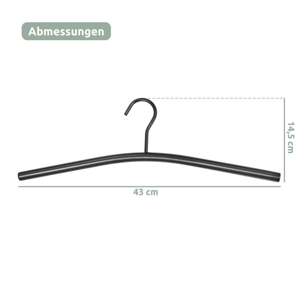 holz4home® Kleiderbügel Set I 3x Bügel I Pulverbeschichtet Schwarz aus Edelstahl I für Jacken, Pullover