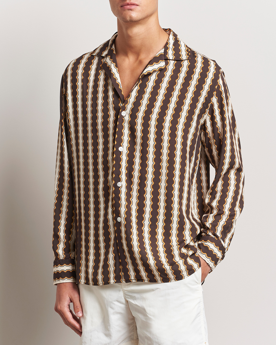 OAS Rapallo Long Sleeve Viscose Shirt Brown/Beige