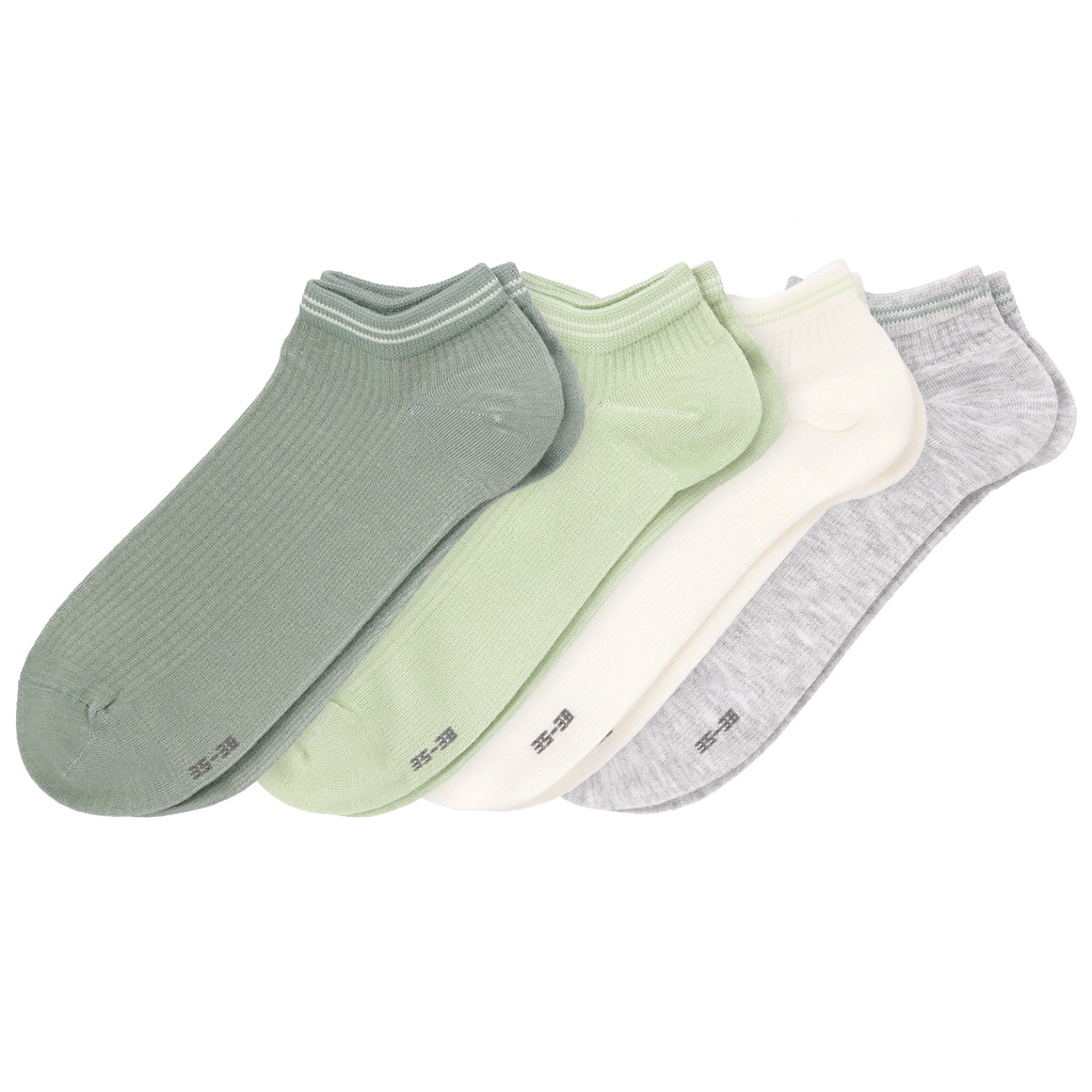 Gina Benotti 4 Paar Damen Sneaker-Socken im Set weiss / grau / grün