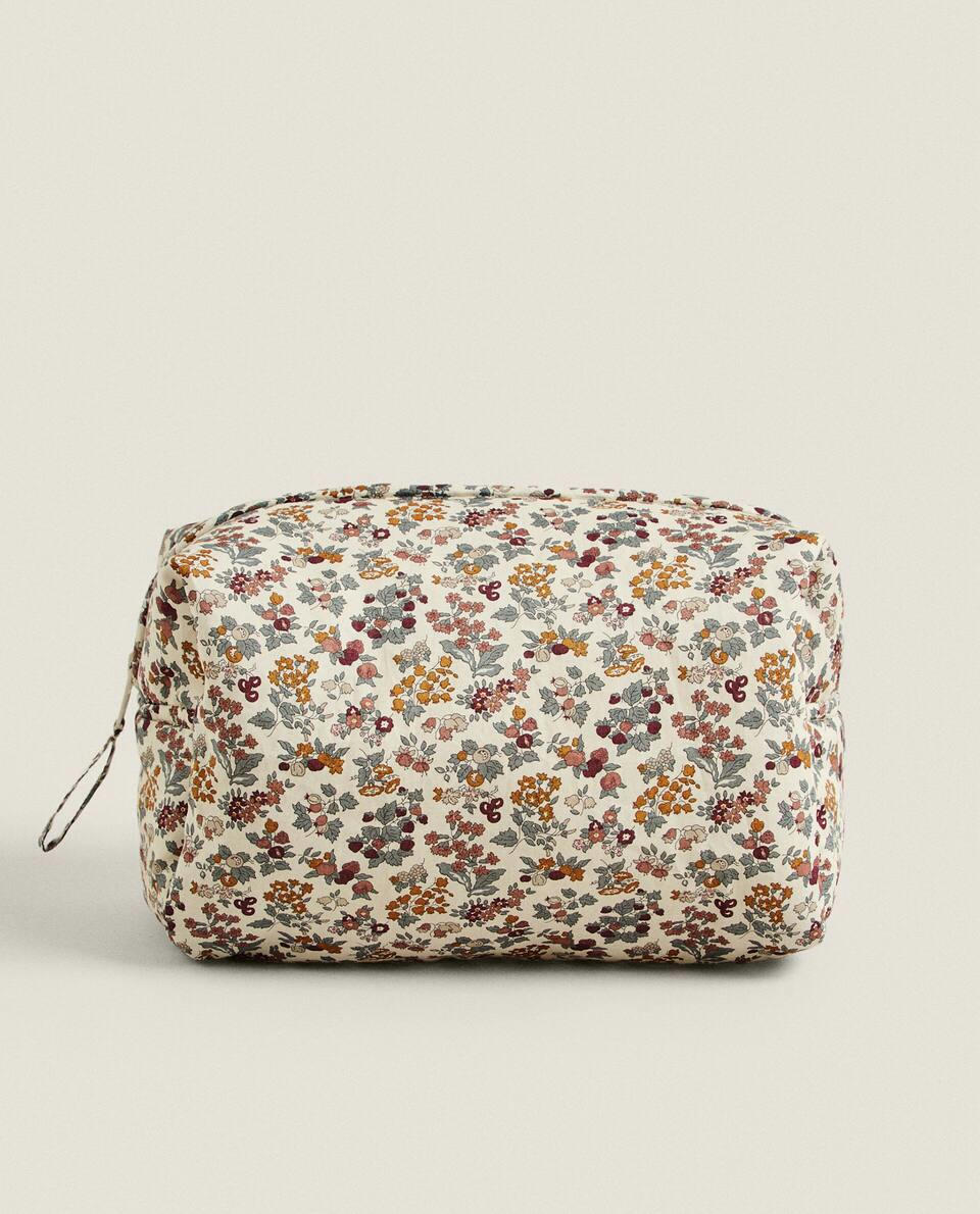 Nécessaire infantil de tecido com estampa floral