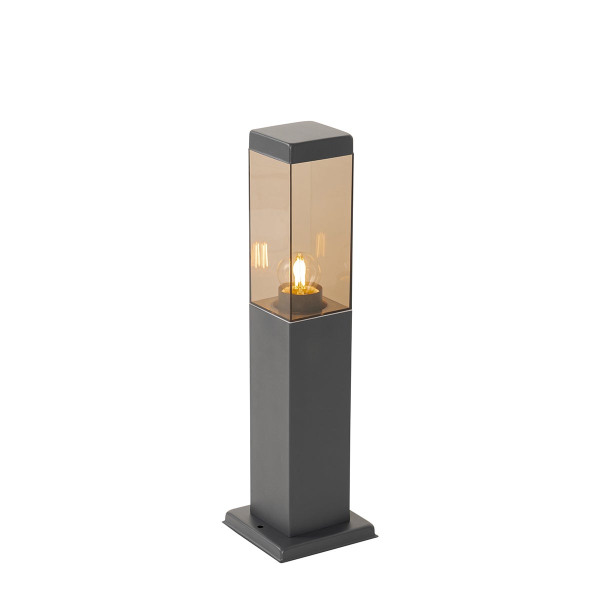 Moderne buitenlantaarnpaal, donkergrijs met rookeffect, 45 cm - Malios