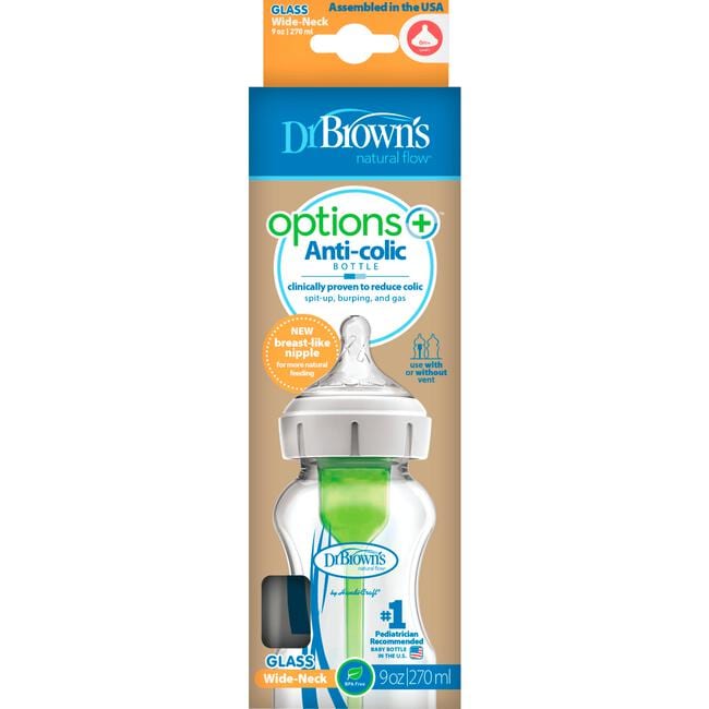 Dr Brown's Options+Brede Halsfles Glas 270 ML