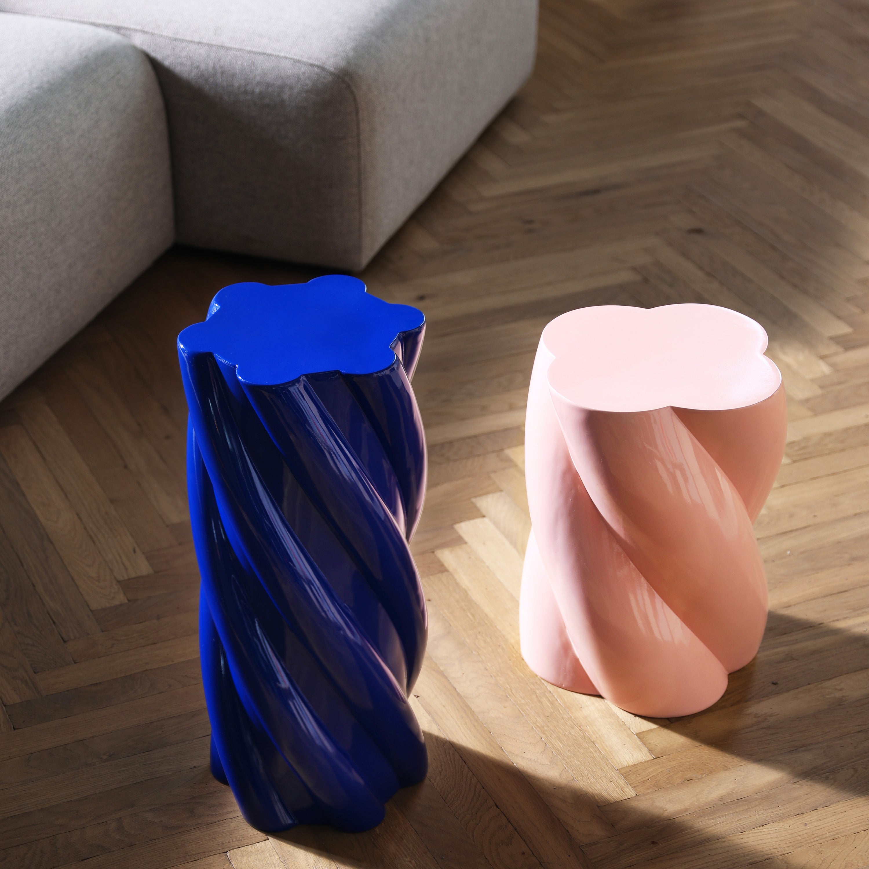 &k amsterdam Pillar Marshmallow Bijzettafel H 40 cm - Roze