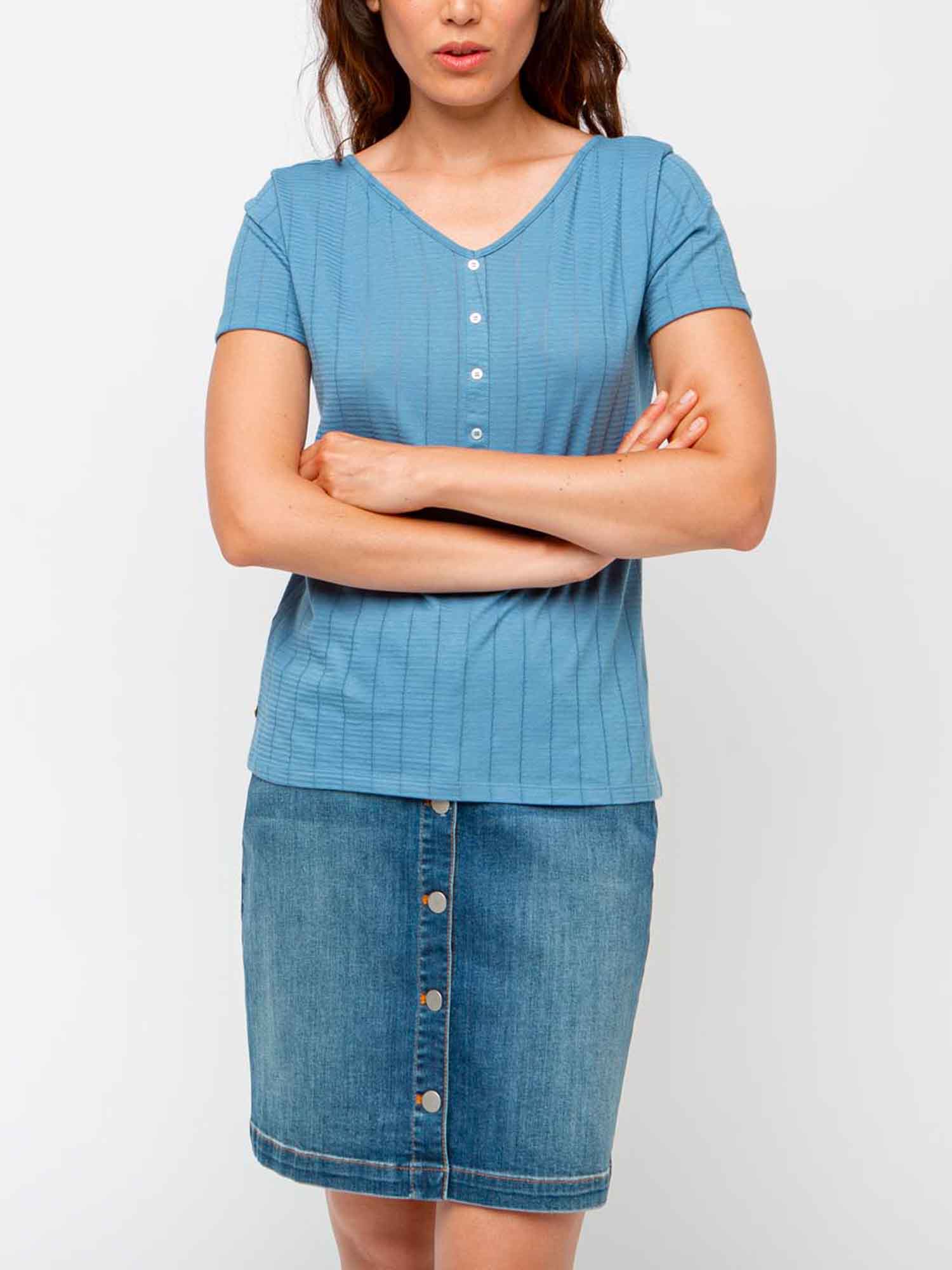 Tee-Shirt Femme Coton Fin Bleu Marine