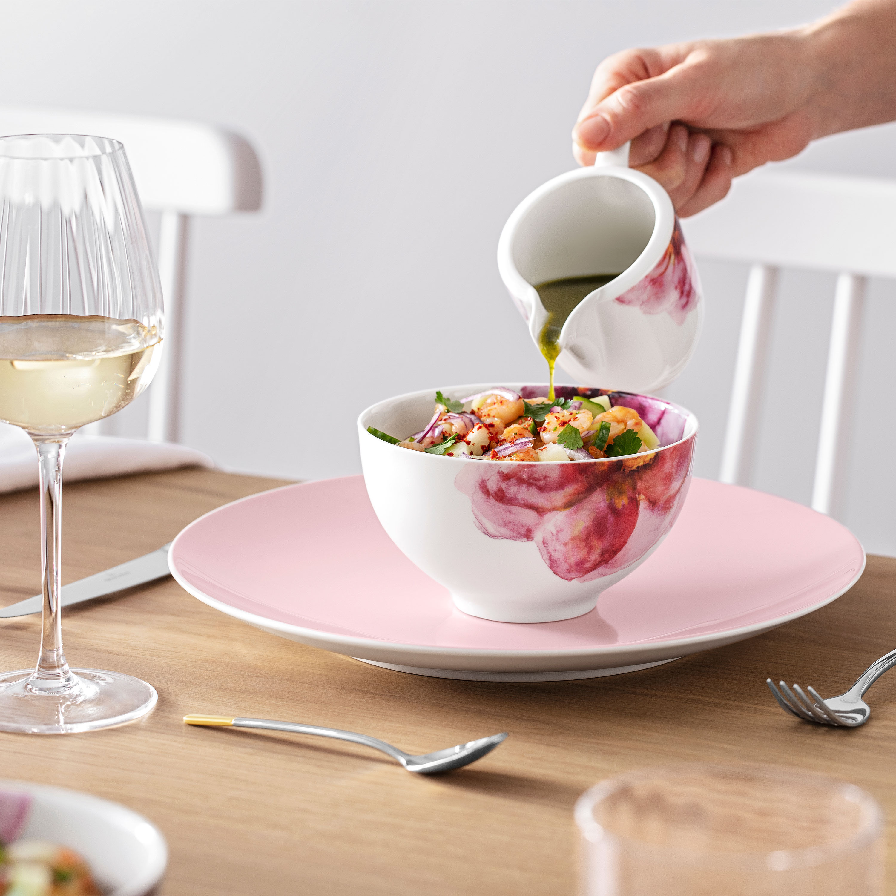 Rose Garden White wine glass Clear, 4.1 oz, crystal glass
