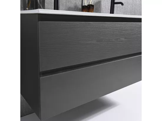 Meuble salle de bain double vasque 120cm gris et miroir LED LB-8331G