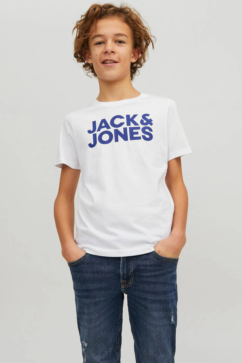 JACK & JONES t-shirt - set van 2 donkerblauw/wit