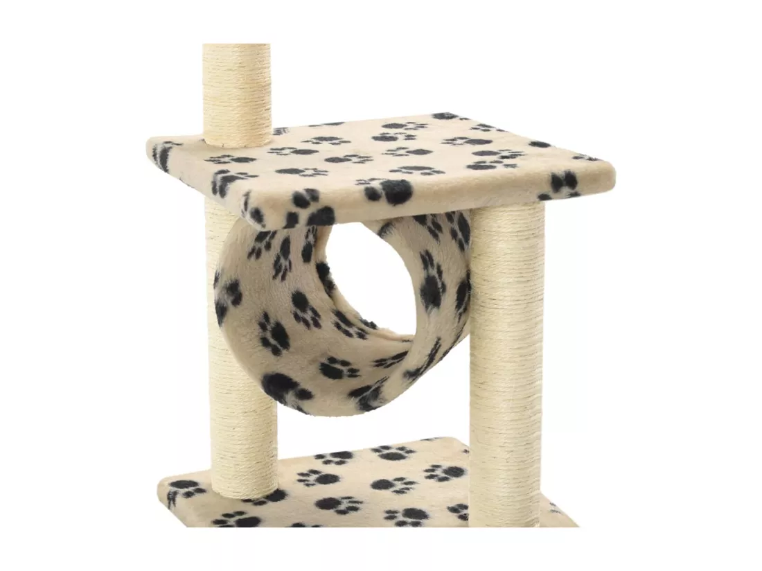 Arbre à chat avec griffoirs en sisal 65 cm Beige Motif pattes