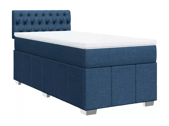 Sommier à lattes de lit avec matelas Bleu 90x190 cm Tissu