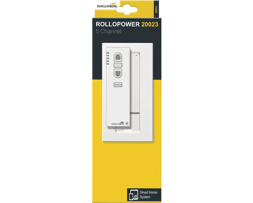 Schellenberg 20023 5-kanaals radiografische afstandsbediening met wandhouder, wit