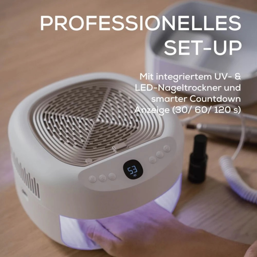 MP 200 (3in1) StudioNails Pro Nagelfräse LED UV Nagellampe Nagelstaubsauger Polierwerkzeug Maniküre Pediküre Station (10430) - Weiss / Silber