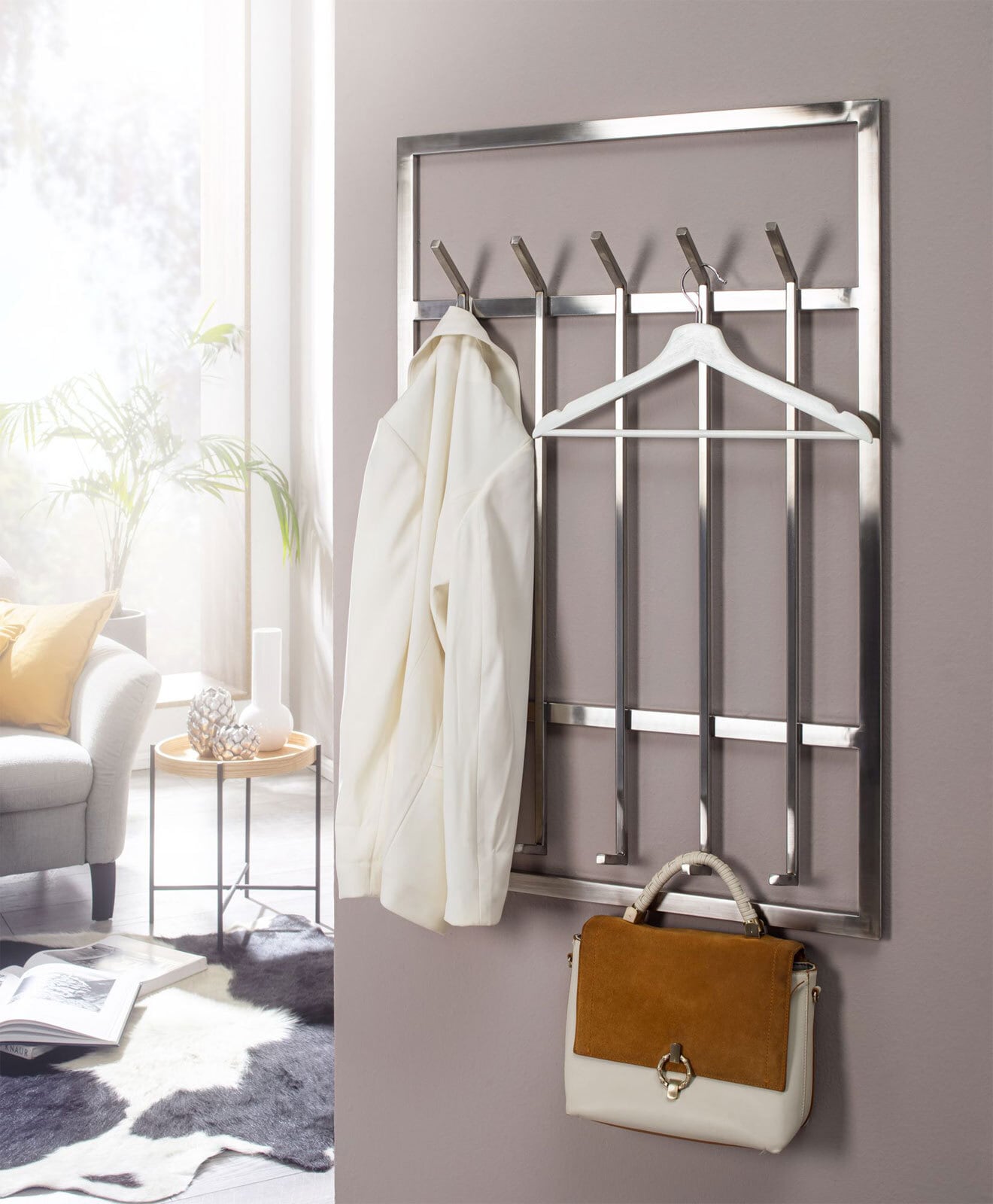 Garderobe 60 x 100 cm silberfarbig