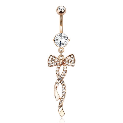 (10mm) 316L Chirurgenstahl Bauchnabelpiercing mit Gewindeverschluss Schleifen Anhänger - Roségold