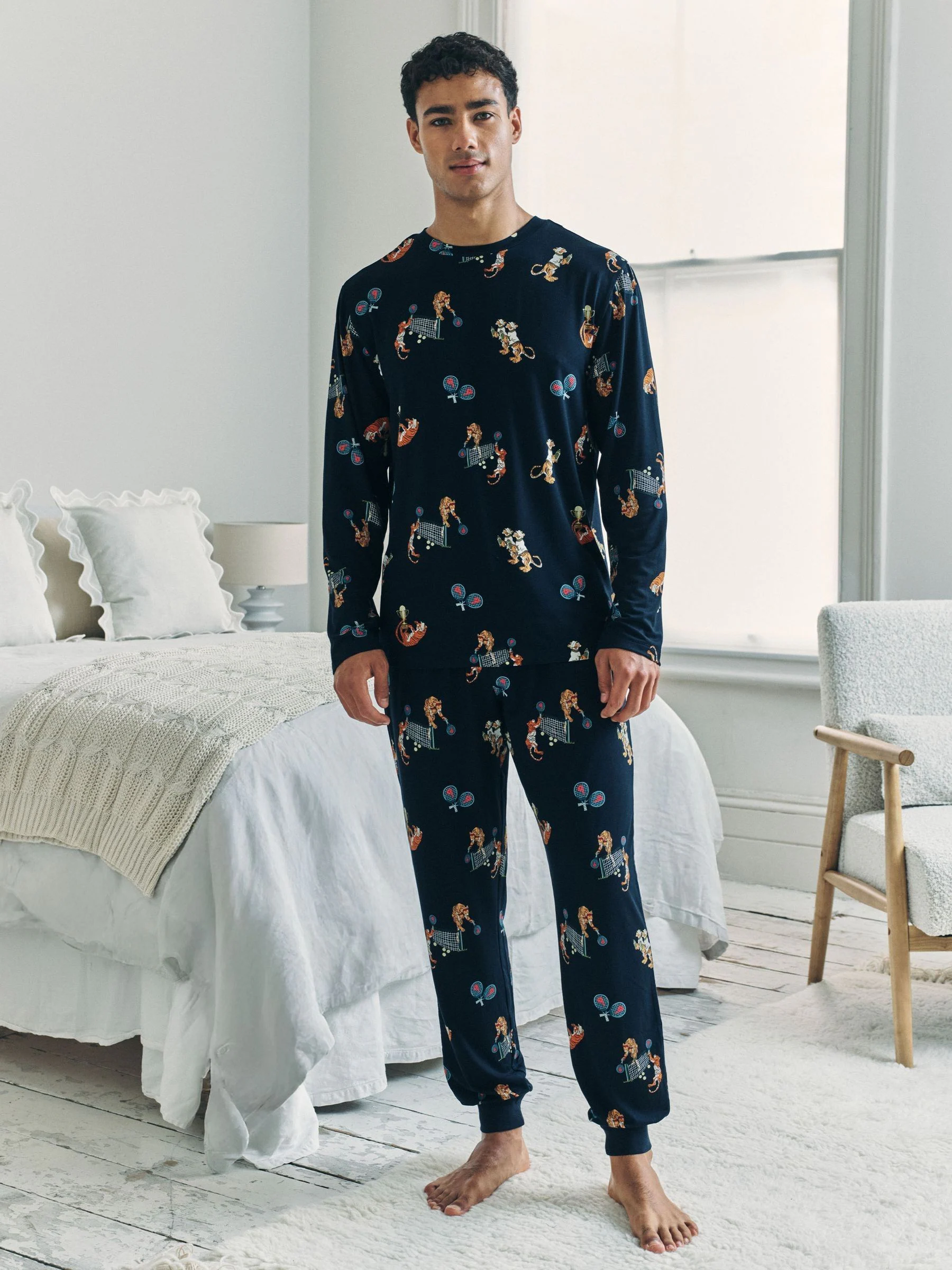 Chelsea Peers Padel Tennis Tiger Print Long Pyjamas Set
