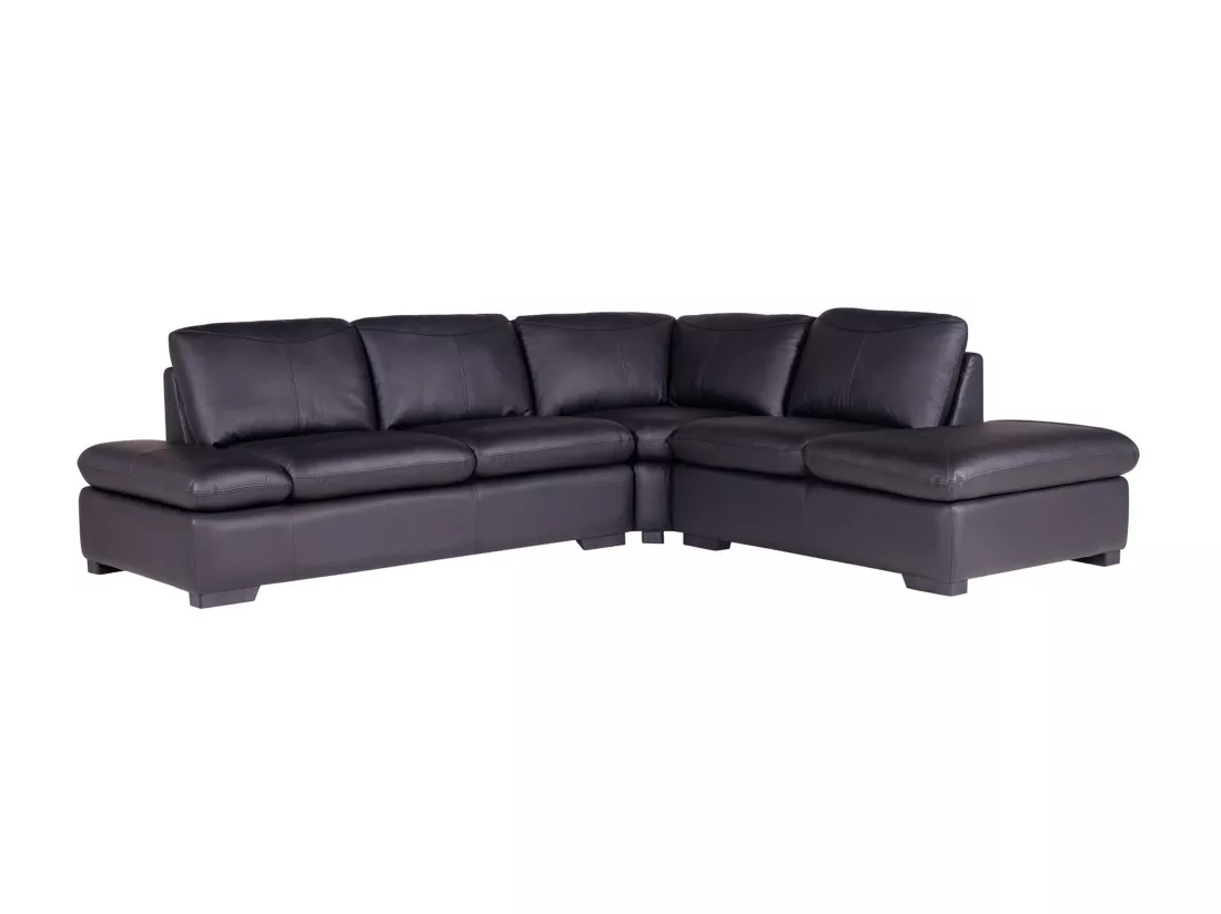 Canapé d'angle en cuir ONYX II - Noir - Angle droit