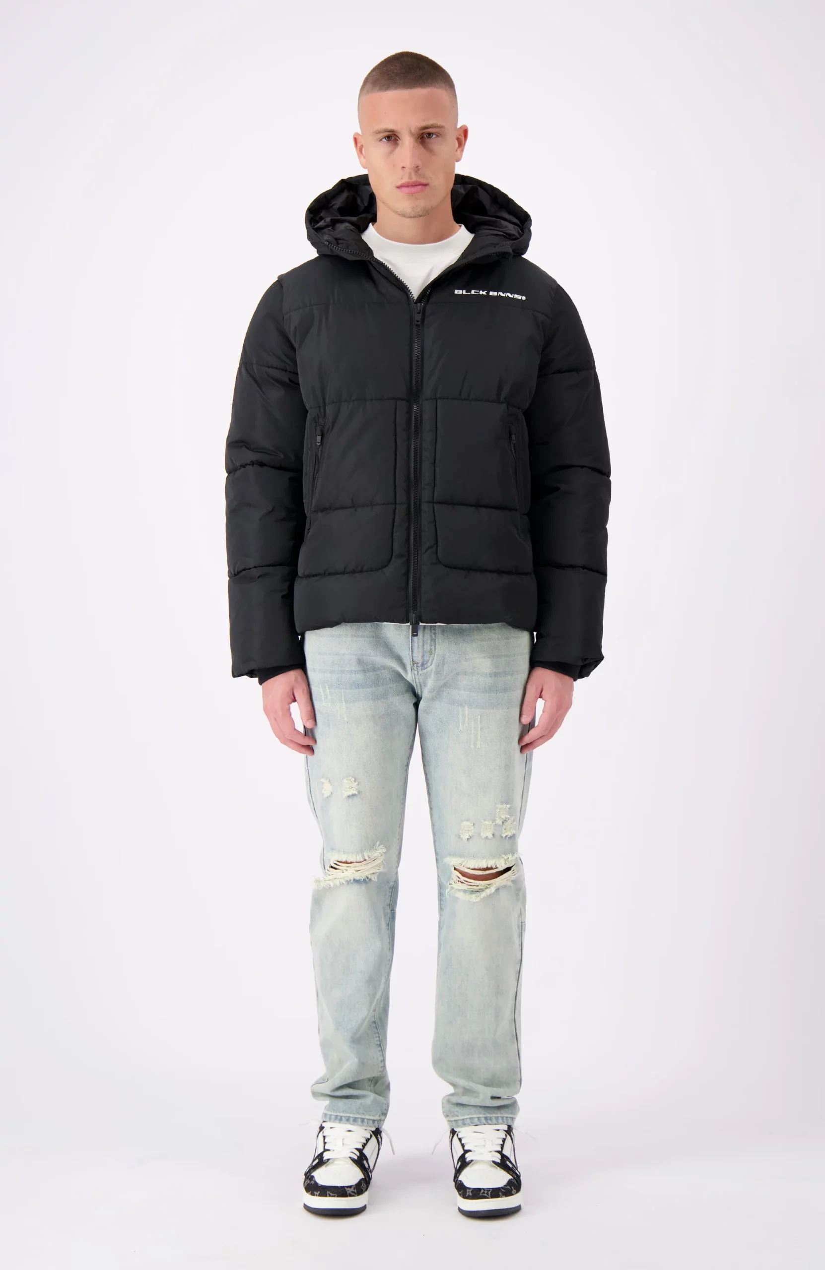 Black Bananas Block Puffer Jas Heren Zwart