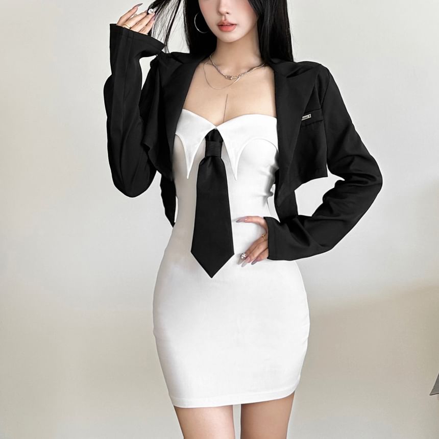 Sugarcoat - Strapless bodycon mini-jurk met strikdetail en halslijn