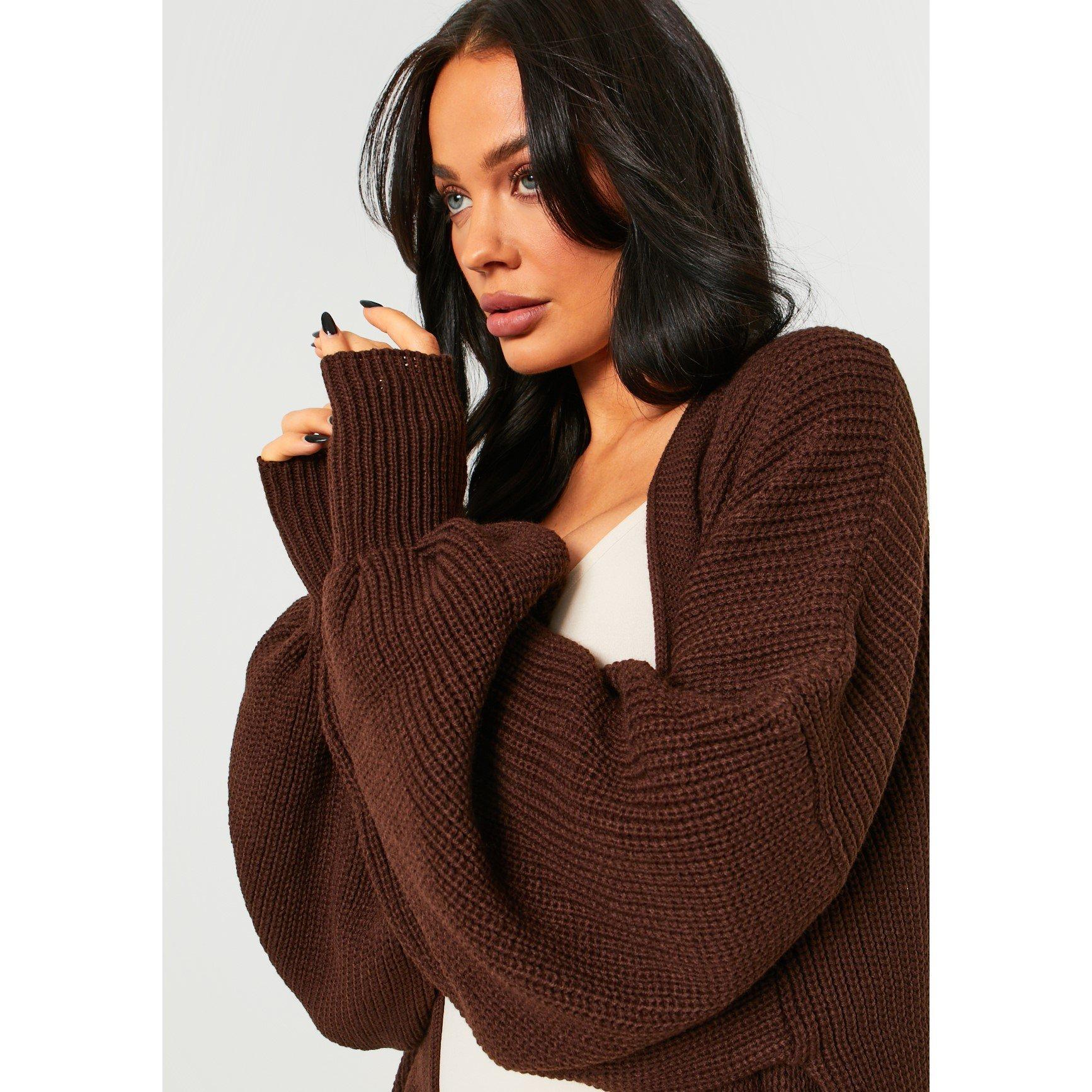 Missy Empire Balloon Sleeve Knitted Cardigan