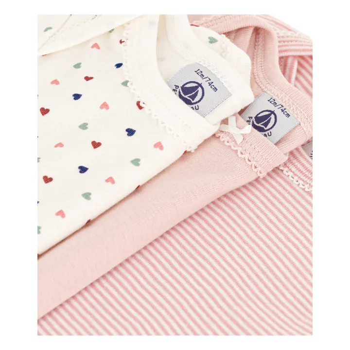 Petit Bateau Lot 3 Bodies Cœur Flo | Rose