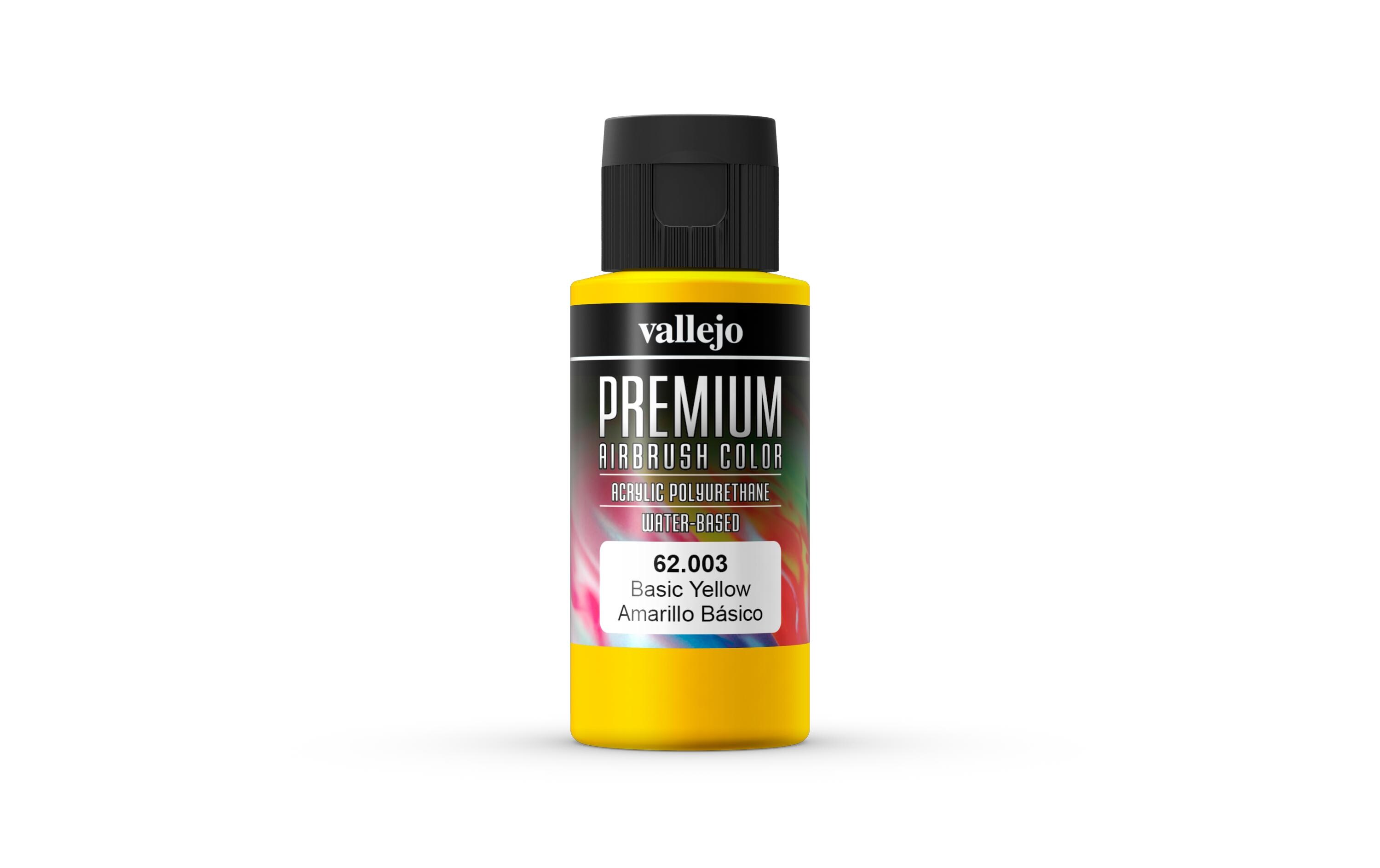 Airbrushfarbe Premium, Basic Gelb, 60 mlPremium Airbrush Farbe zum Lackieren von Lexan, Polycarbonat, Glasfaser, Metall und Polyethylene