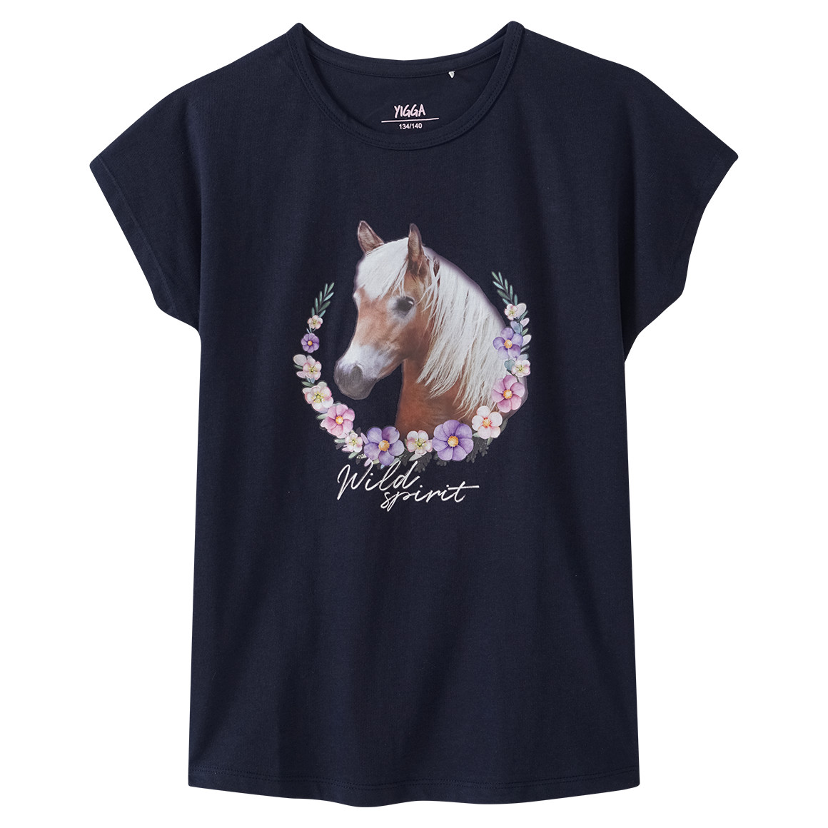 Yigga Mädchen Shorty mit Pferde-Motiv dunkelblau