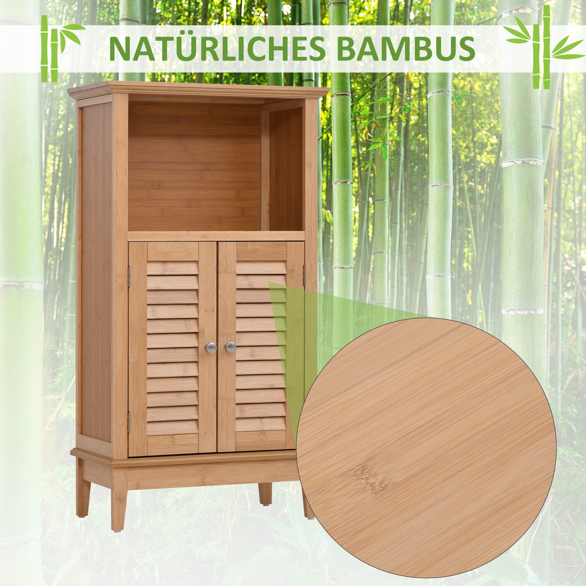 HOMCOM Badezimmerschrank natur 50 x 25,5 x 92 cm (BxTxH)