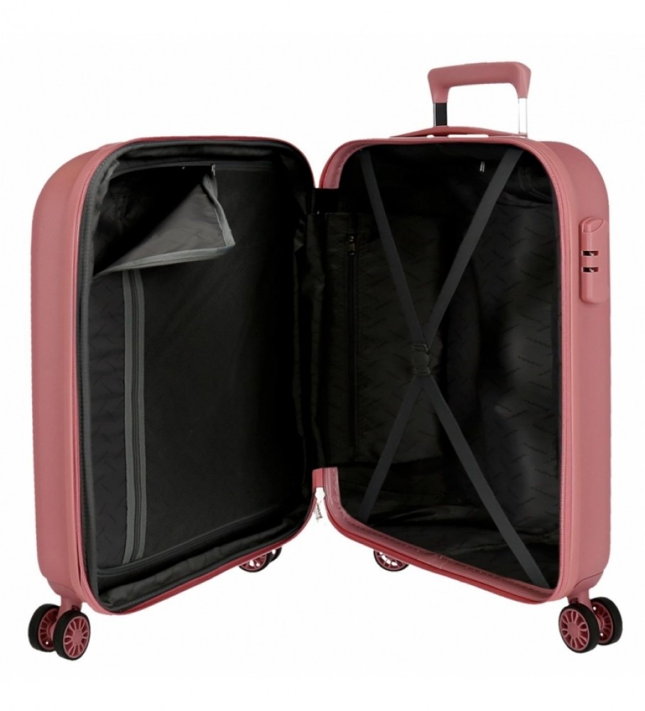 Mala de cabine rígida Movom Riga 55cm rosa -40x55x20cm-